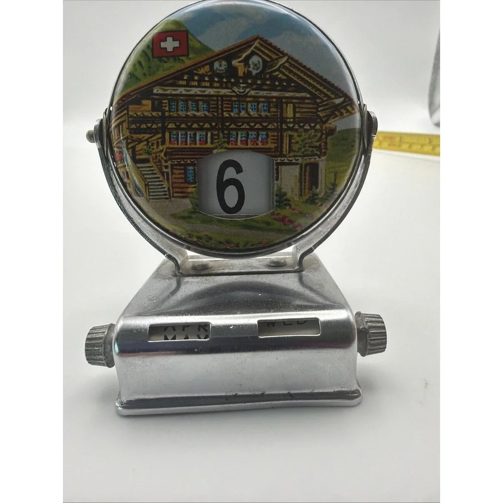 Vintage Switzerland Perpetual Desk Calendar Swiss Chalet Souvenir